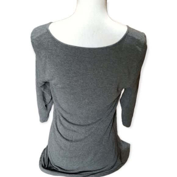 Eileen Fisher soft tunic-length top, 3/4 sleeve charcoal gray soft sz S/M - Picture 3 of 7
